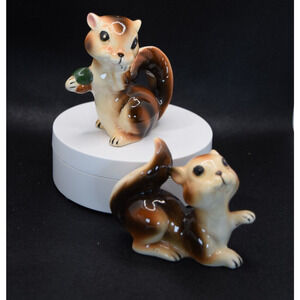 Vintage Kitschy Anthropomorphic Squirrel Salt and Pepper Shakers
